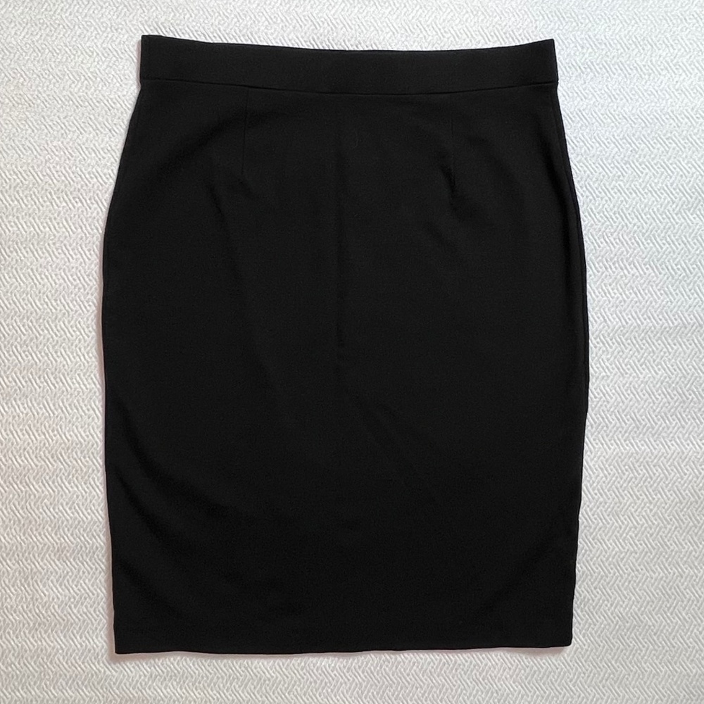 Melanie Lyne Ponte Pencil Skirt Stretch Black with Buttons Women's Size 12 - Picture 3 of 9